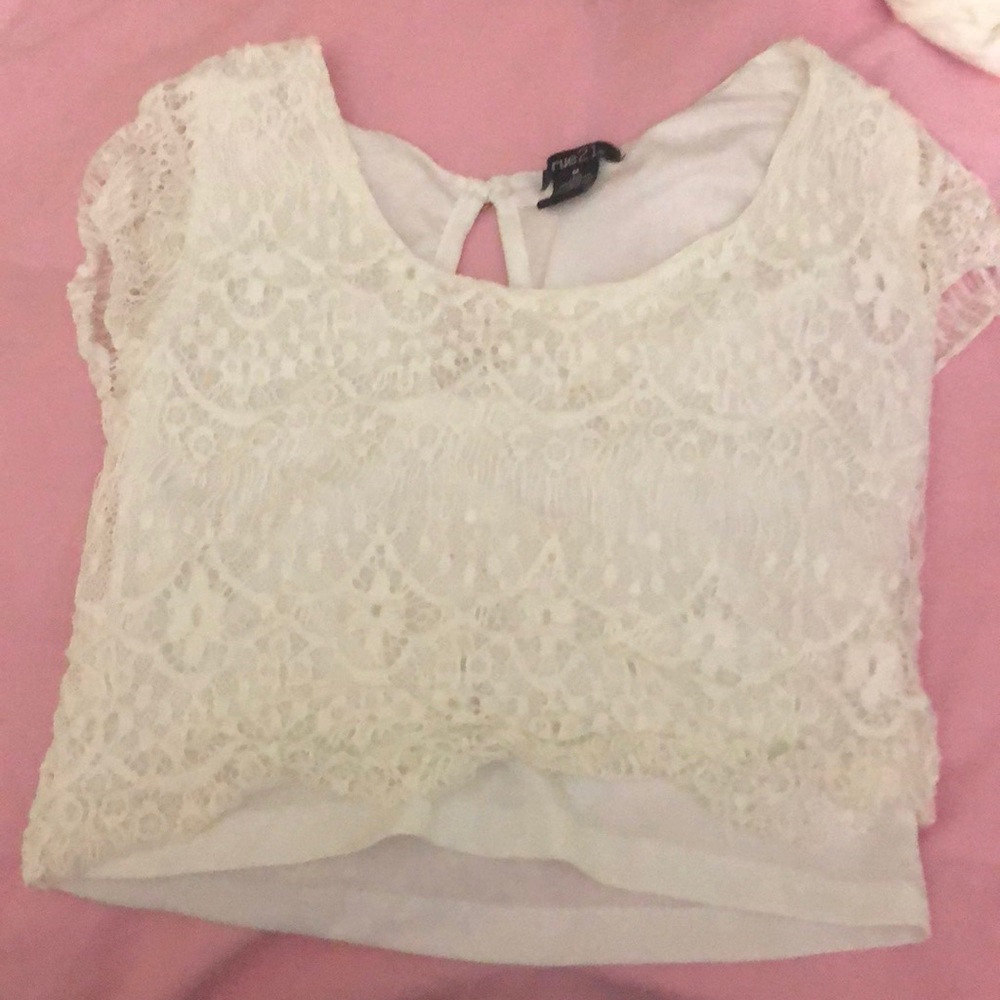 White lace crop top